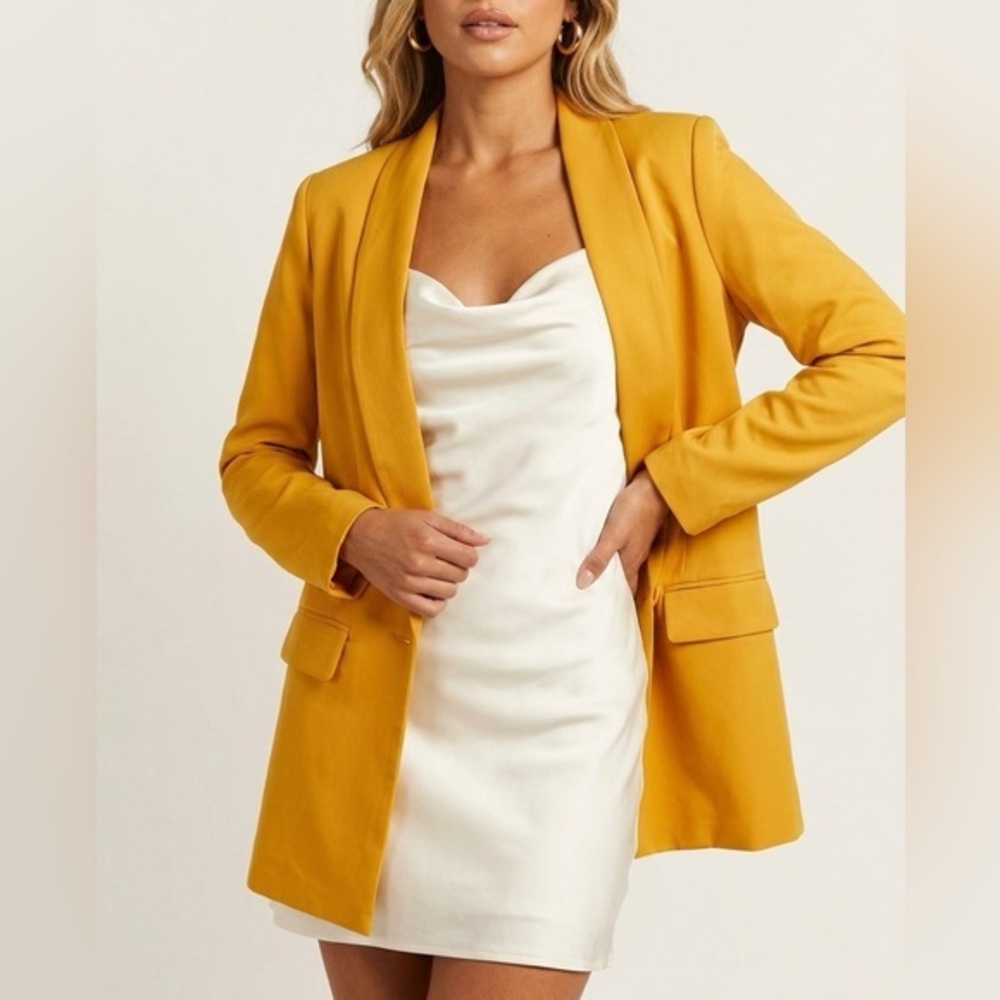 L’ACADEMIE The Fleur‎ Longline Blazer NWT Mustard Yellow